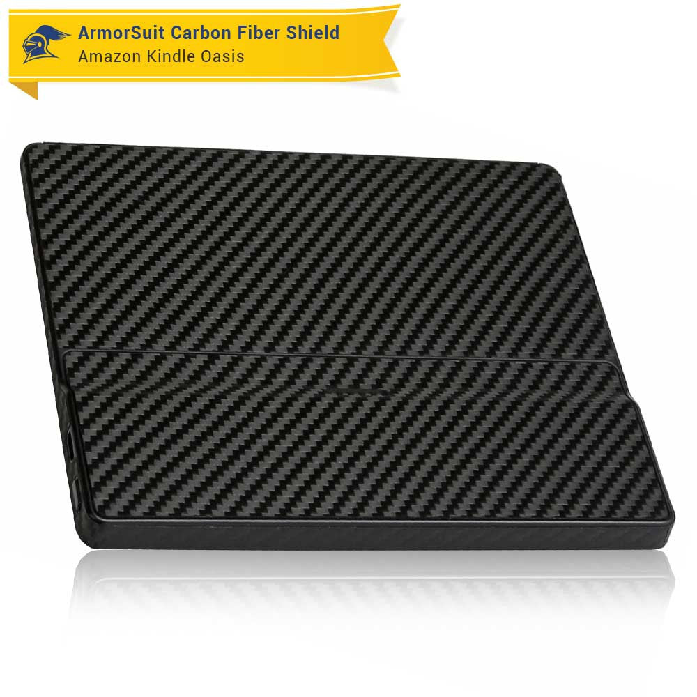 Amazon (First Generation) Kindle Oasis Screen Protector + Black Carbon Fiber Skin