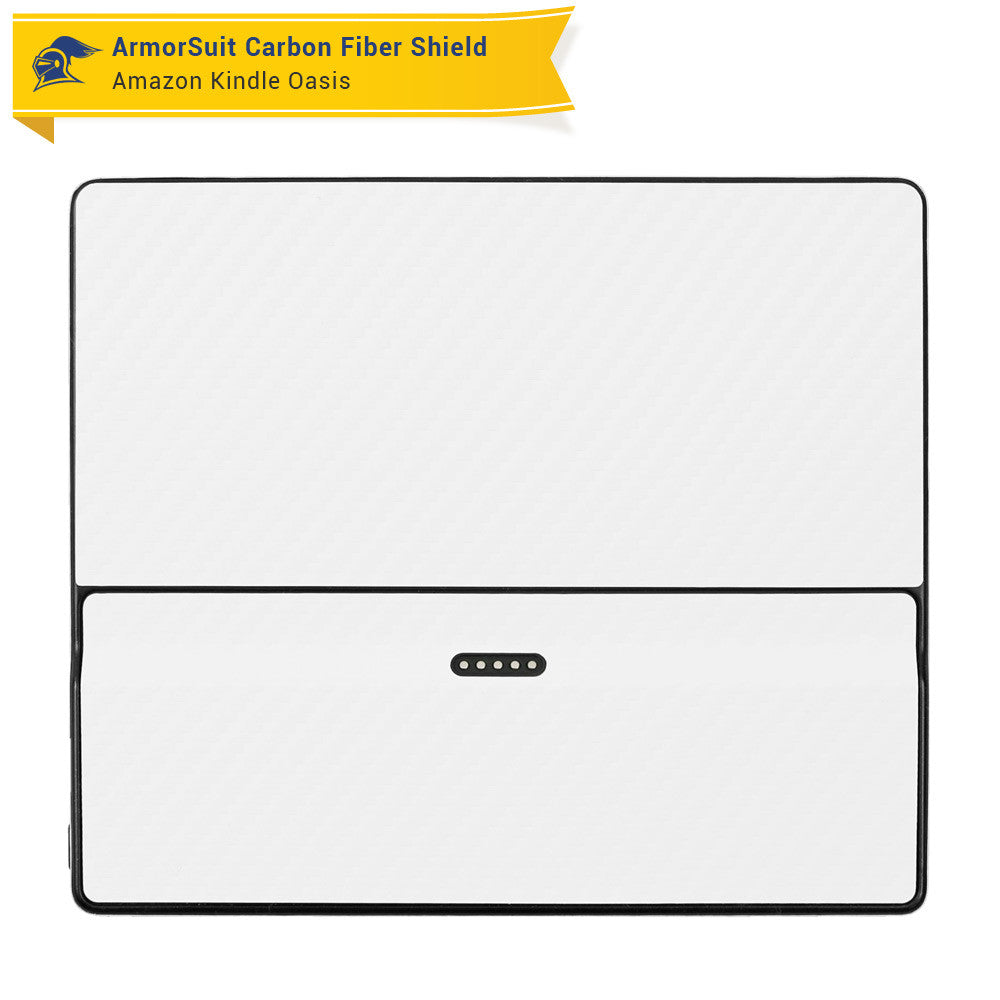 Amazon (First Generation) Kindle Oasis Screen Protector + White Carbon Fiber Skin