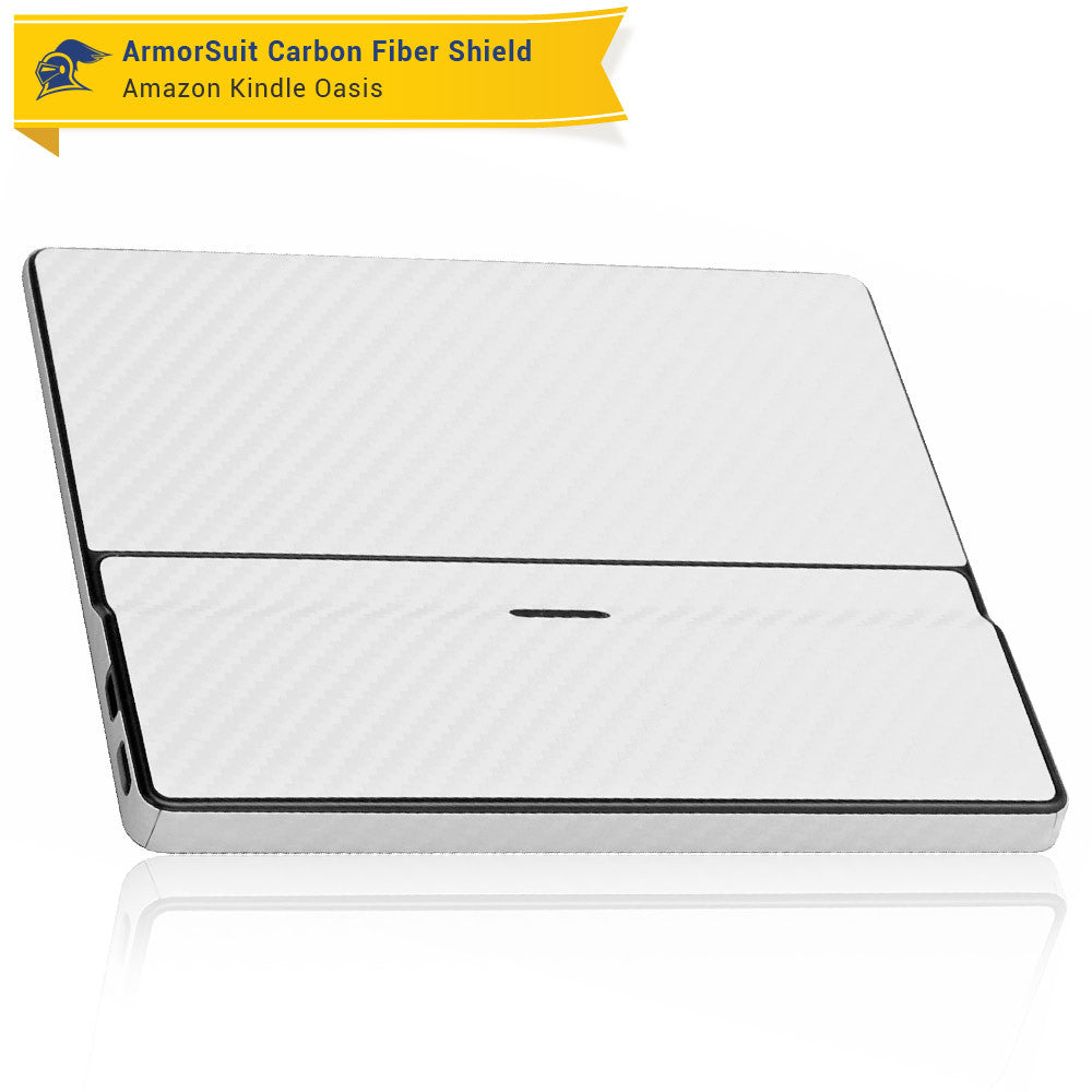 Amazon (First Generation) Kindle Oasis Screen Protector + White Carbon Fiber Skin