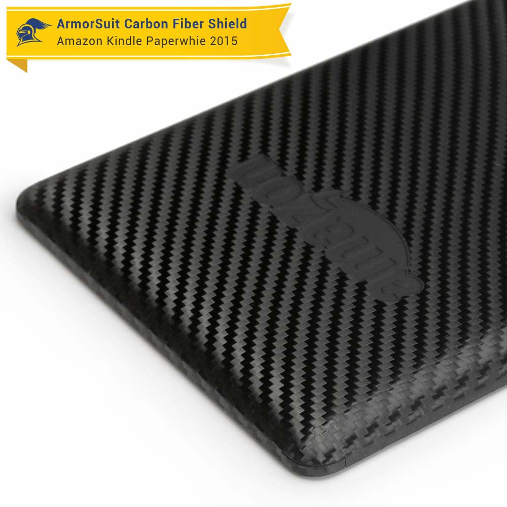 Amazon Kindle Paperwhite (2015) Anti-Glare (Matte) Screen Protector +  Black Carbon Fiber Skin