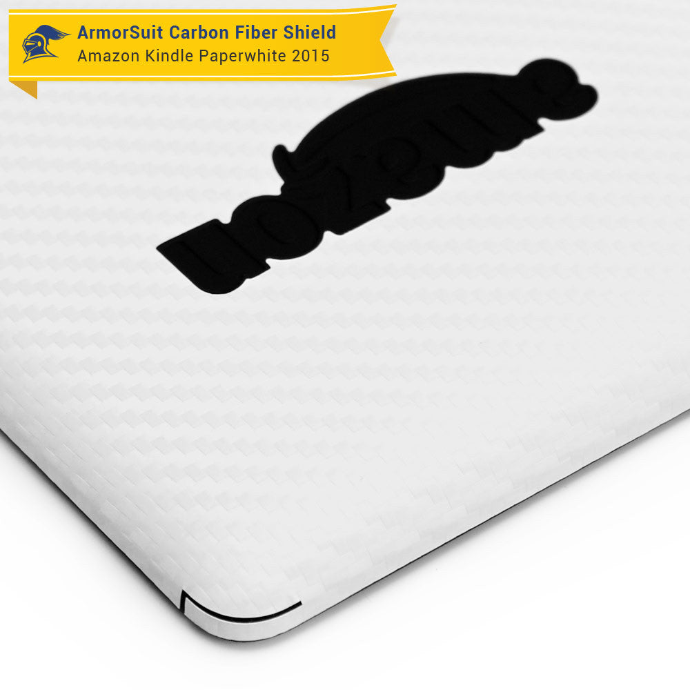 Amazon Kindle Paperwhite (2015) Anti-Glare (Matte) Screen Protector +  White Carbon Fiber Skin