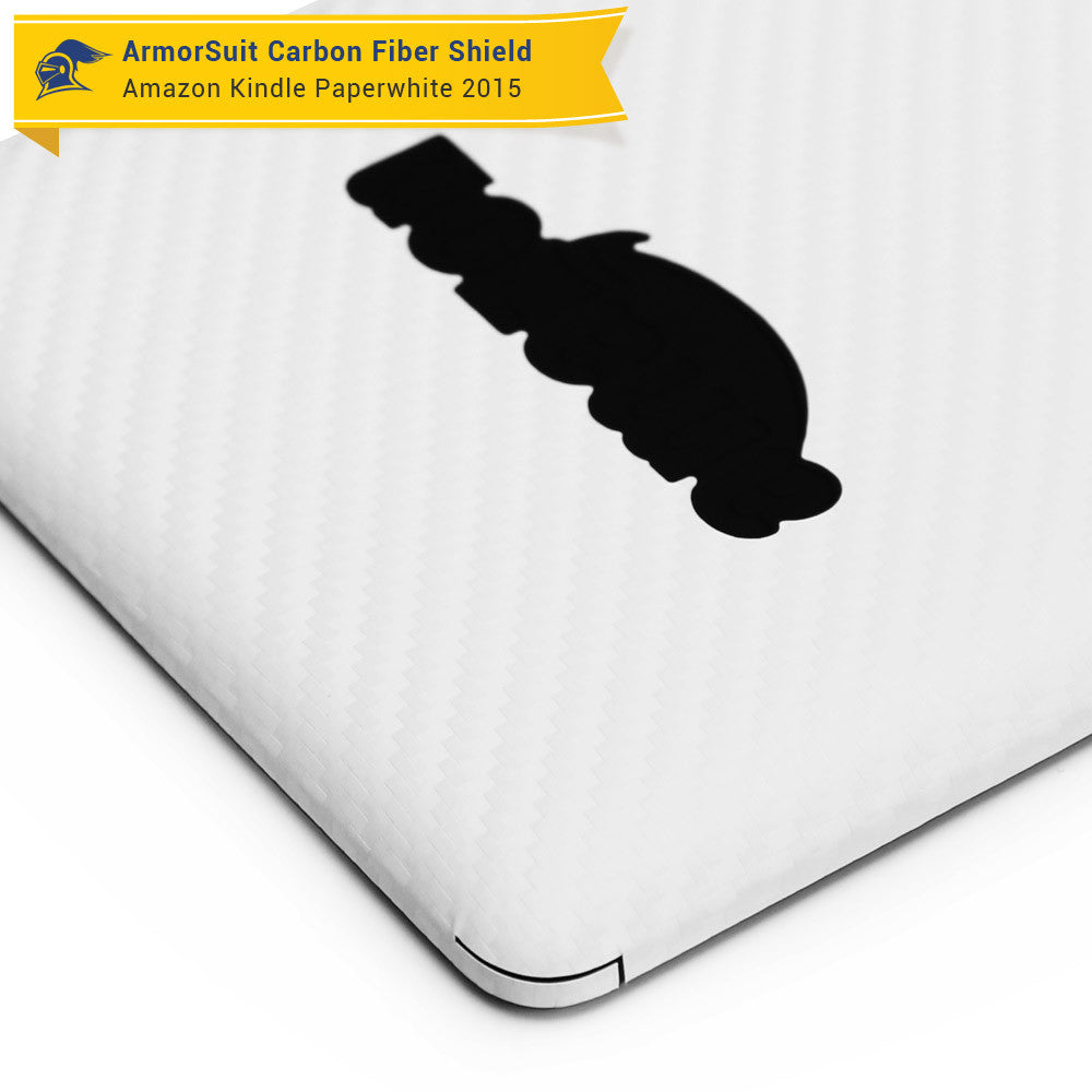 Amazon Kindle Paperwhite (2015) Anti-Glare (Matte) Screen Protector +  White Carbon Fiber Skin