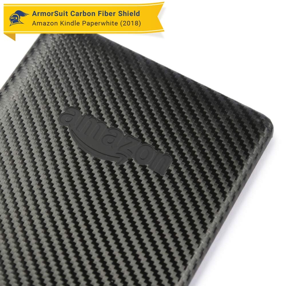 Amazon Kindle Paperwhite (2018) Screen Protector + Black Carbon Fiber Skin