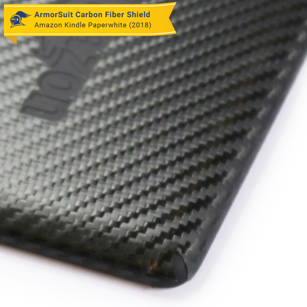 Amazon Kindle Paperwhite (2018) Screen Protector + Black Carbon Fiber Skin