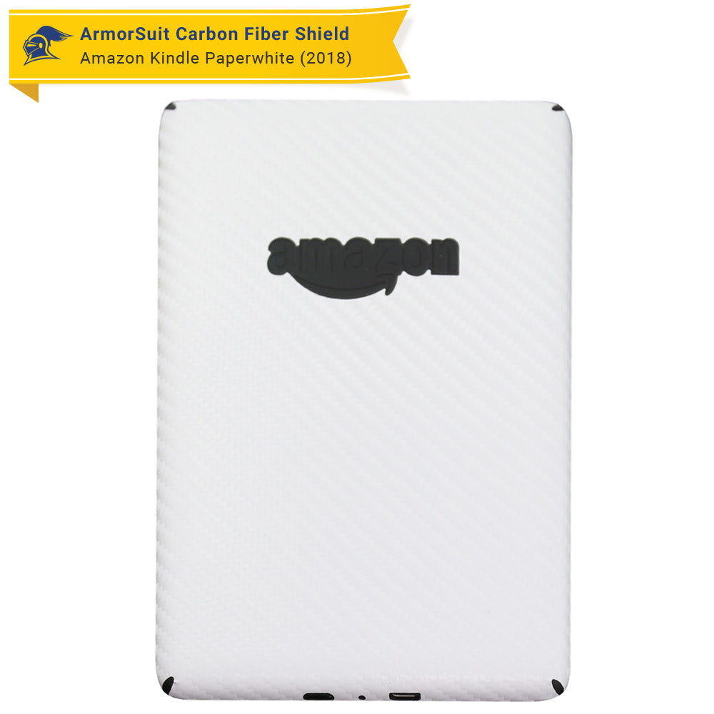 Amazon Kindle Paperwhite (2018) Screen Protector + White Carbon Fiber Skin