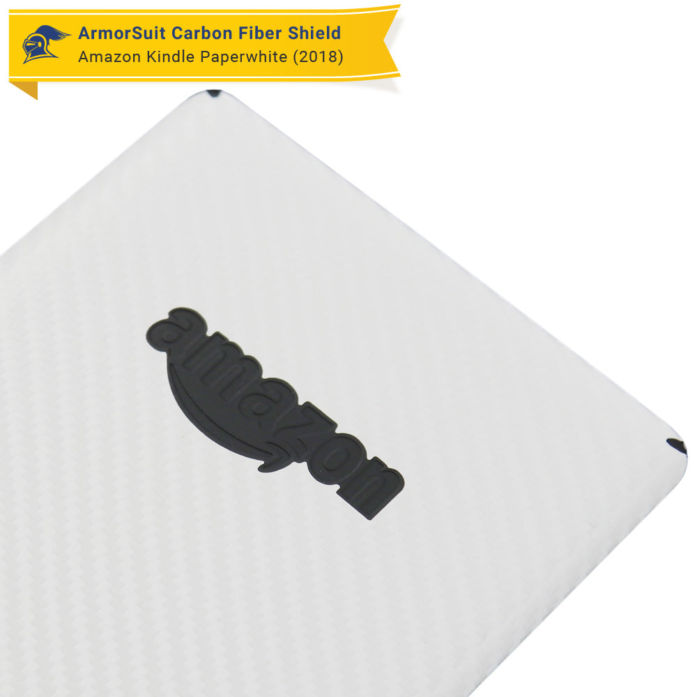 Amazon Kindle Paperwhite (2018) Screen Protector + White Carbon Fiber Skin