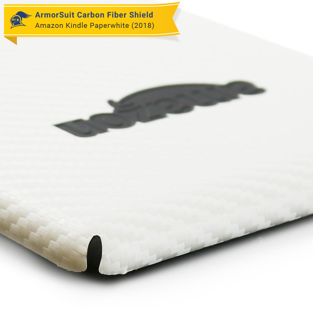 Amazon Kindle Paperwhite (2018) Screen Protector + White Carbon Fiber Skin