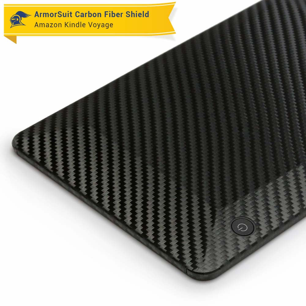 Amazon Kindle Voyage Anti-Glare (Matte) Screen Protector + Black Carbon Fiber Skin
