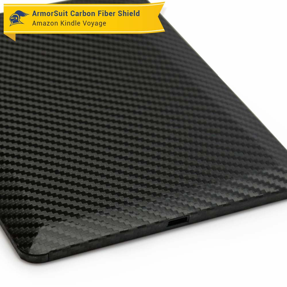 Amazon Kindle Voyage Anti-Glare (Matte) Screen Protector + Black Carbon Fiber Skin