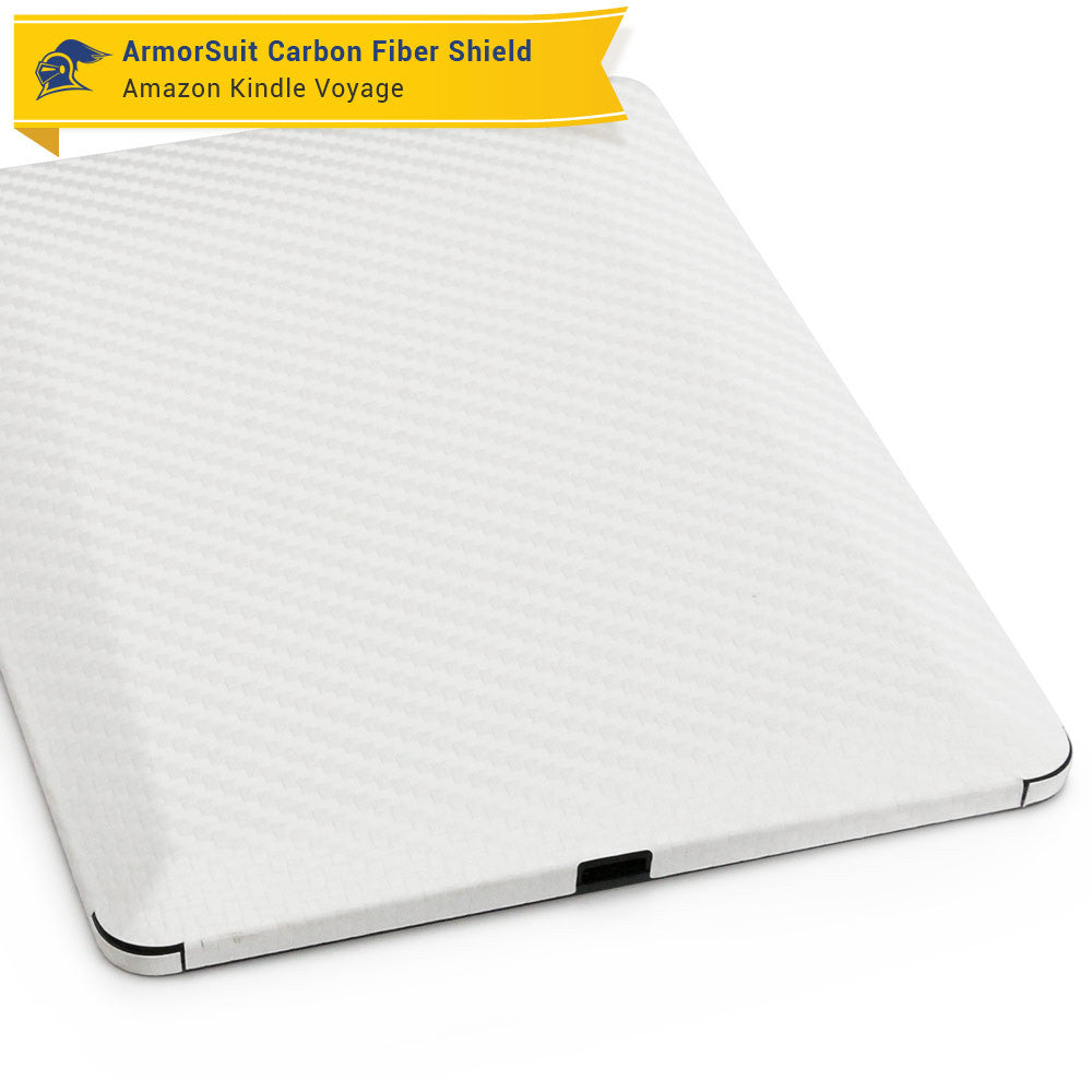 Amazon Kindle Voyage Anti-Glare (Matte) Screen Protector + White Carbon Fiber Skin