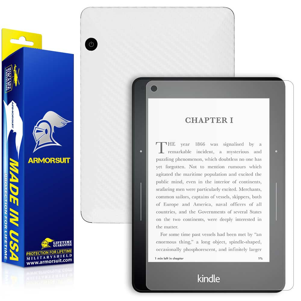 Amazon Kindle Voyage Anti-Glare (Matte) Screen Protector + White Carbon Fiber Skin