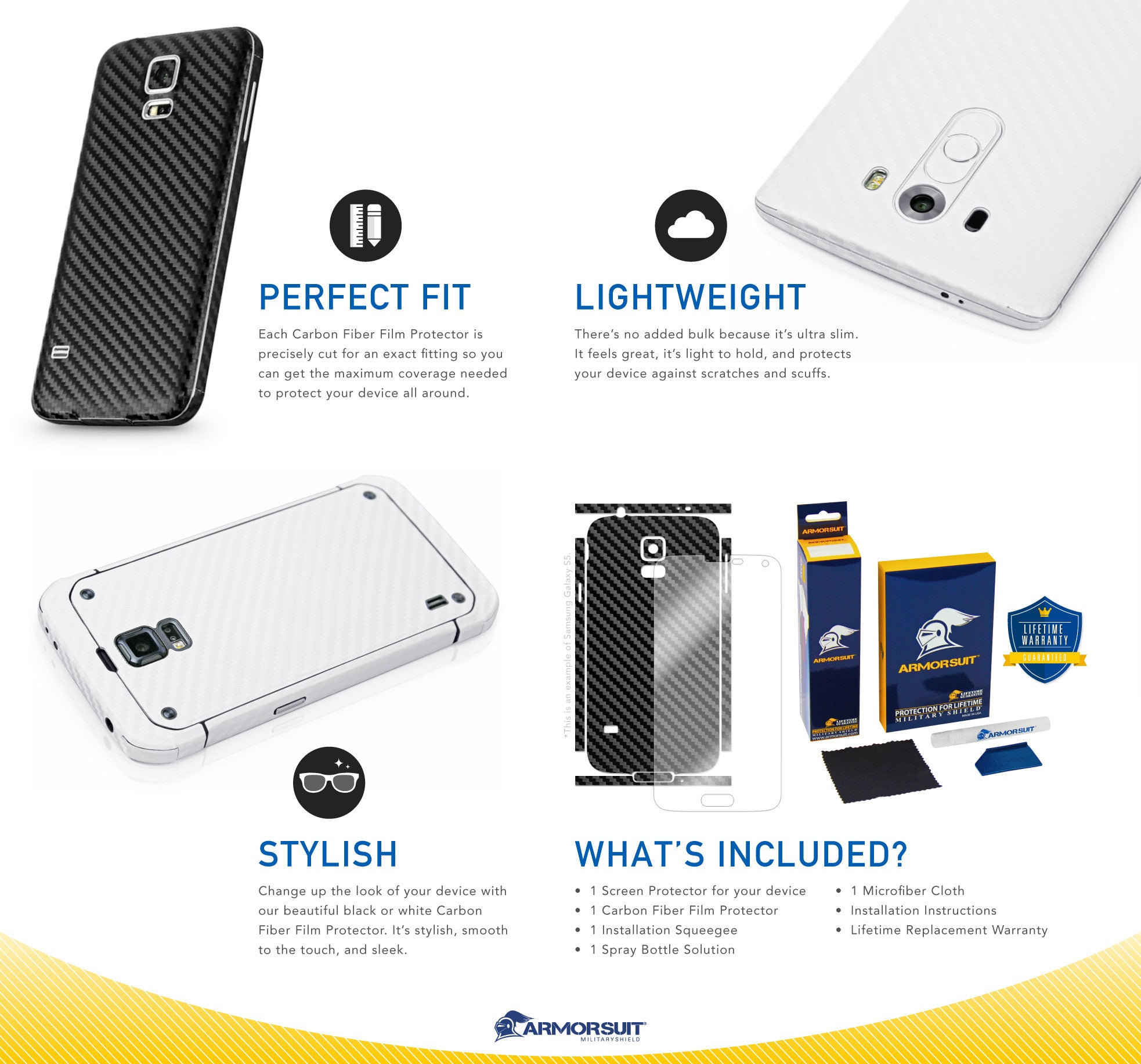 LG V20 Screen Protector + White Carbon Fiber Skin