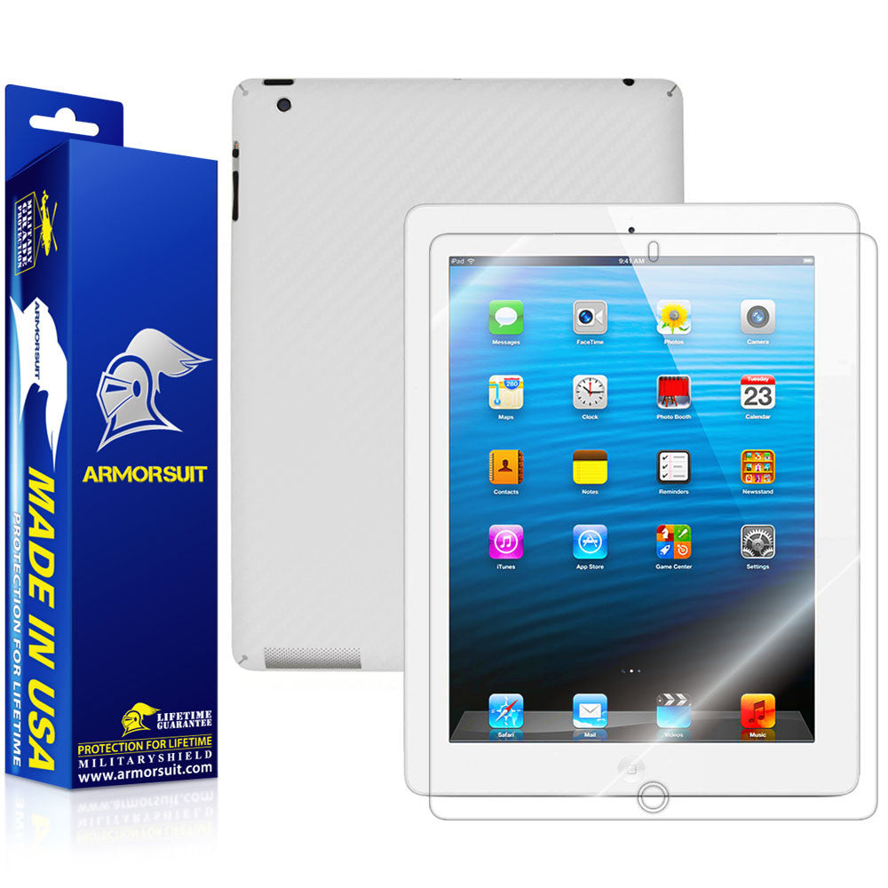 Apple iPad 4 (WiFi + 4G LTE) Screen Protector + Carbon Fiber Film Protector