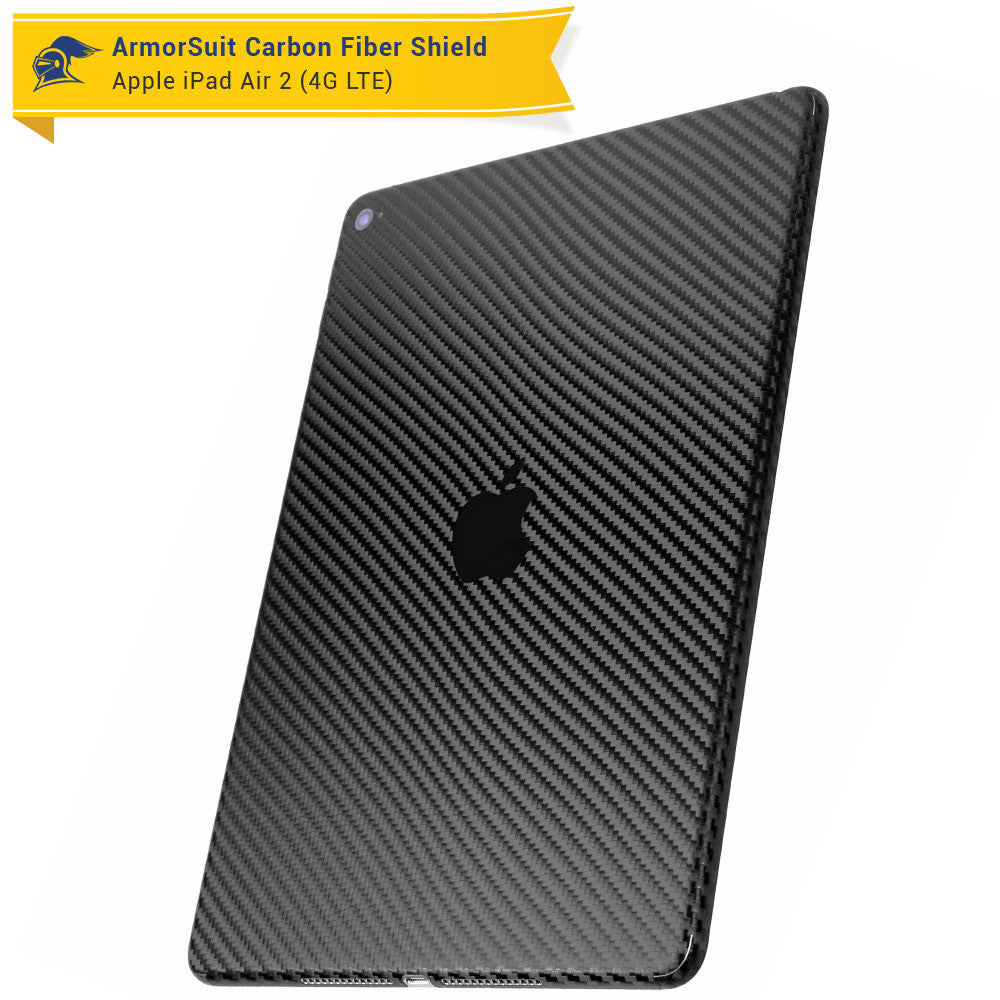 Apple iPad Air 2 (WiFi + 4G LTE) Screen Protector + Carbon Fiber Skin