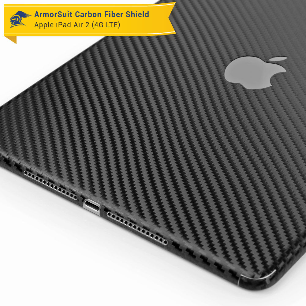 Apple iPad Air 2 (WiFi + 4G LTE) Screen Protector + Carbon Fiber Skin
