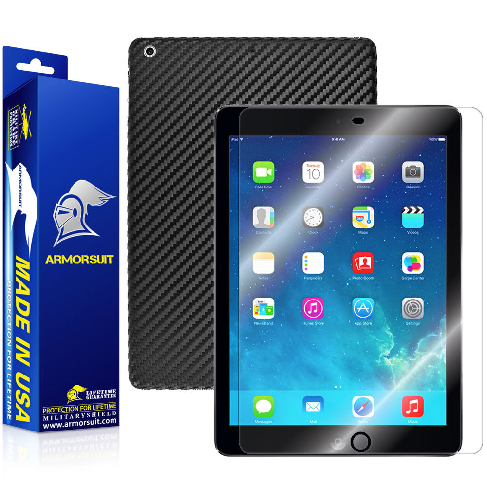 Apple iPad Air (WiFi + LTE) Screen Protector + Carbon Fiber Film Protector