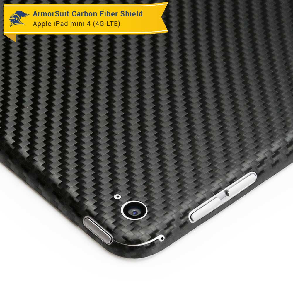 Apple iPad Mini 4 (WiFi +4G LTE) Screen Protector + Carbon Fiber Skin