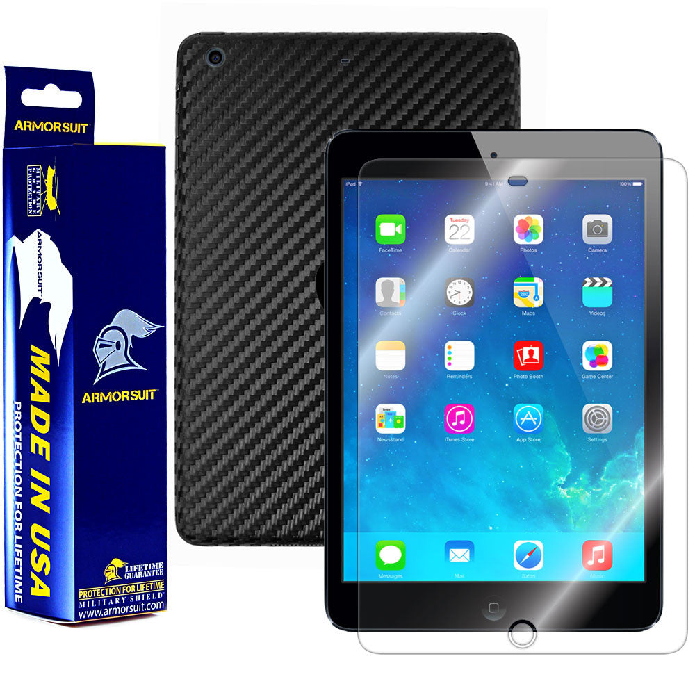 Apple iPad Mini 2 w/ Retina Display (Wifi + LTE) Screen Protector + Carbon Fiber Film Protector