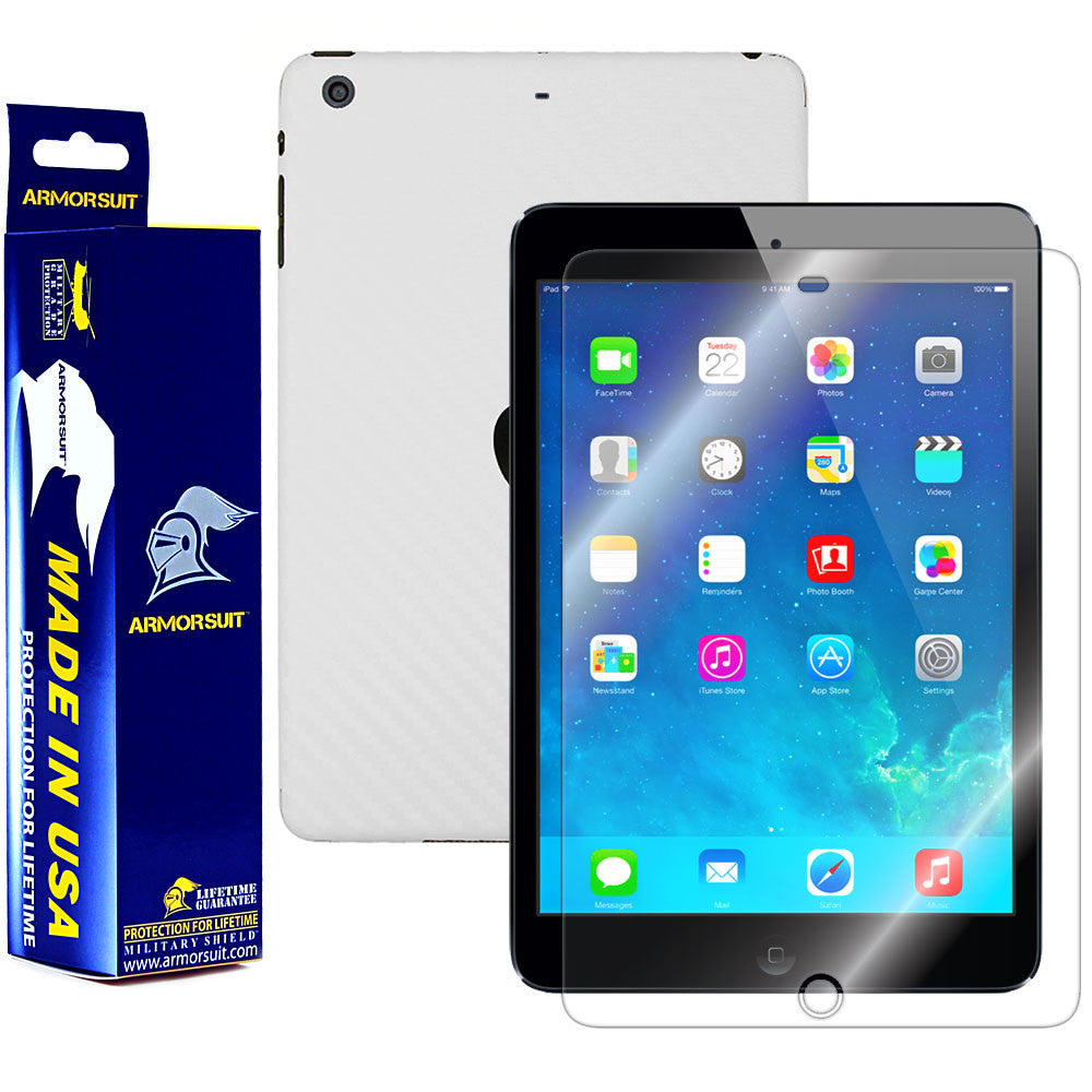 Apple iPad Mini 2 w/ Retina Display (Wifi + LTE) Screen Protector + Carbon Fiber Film Protector