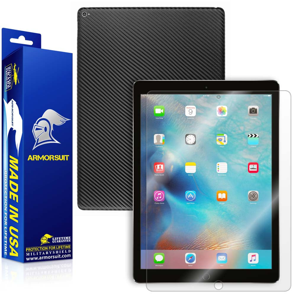 Apple iPad Pro 12.9" (WiFi + 4G LTE) Screen Protector + Carbon Fiber Skin