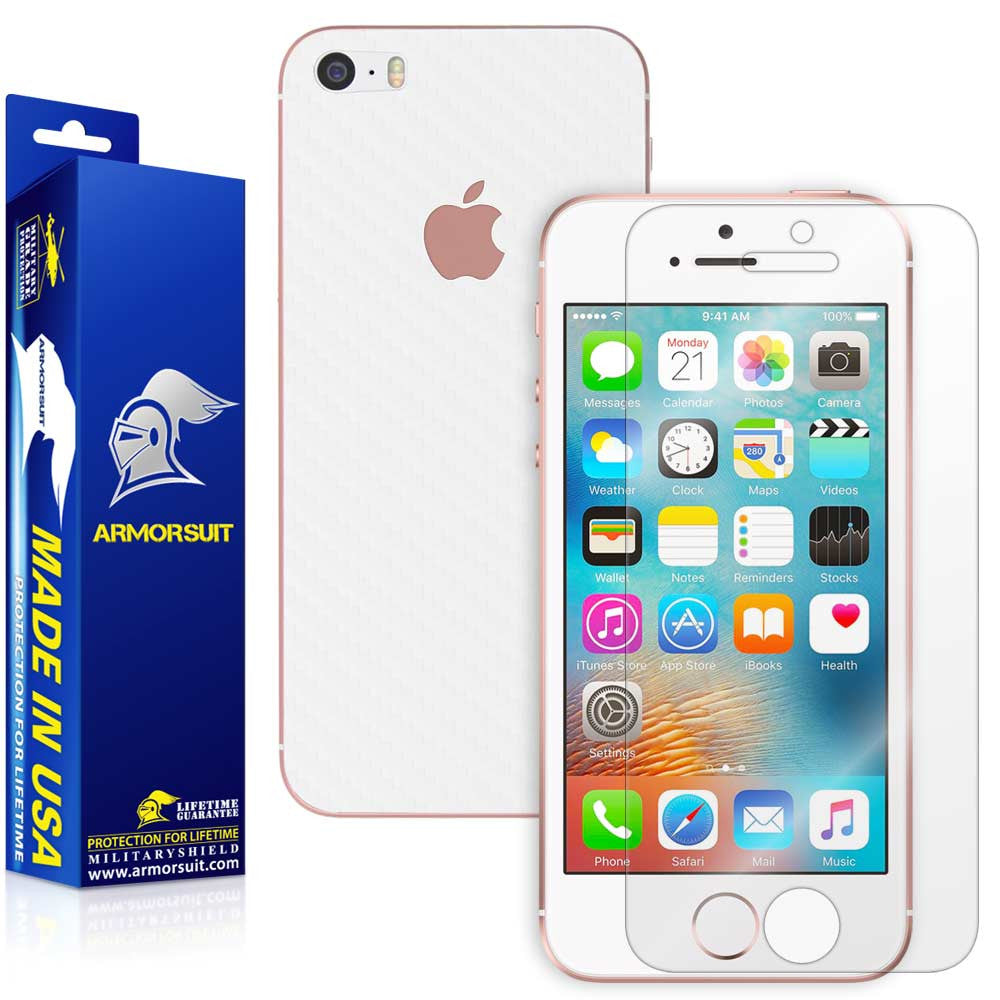 Apple iPhone SE (2016 Edition)/ iPhone 5S Screen Protector + Carbon Fiber Skin