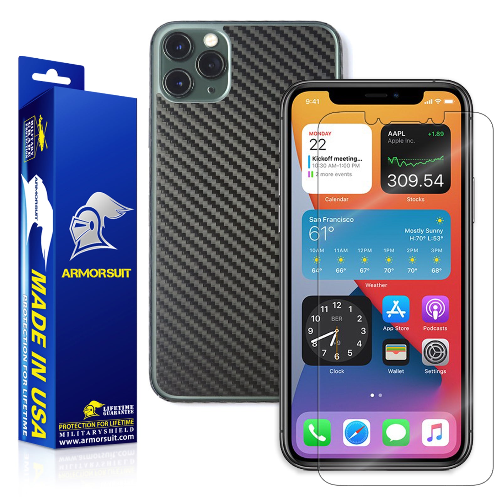 iPhone 11 Pro Max Screen Protector + Carbon Fiber Skin