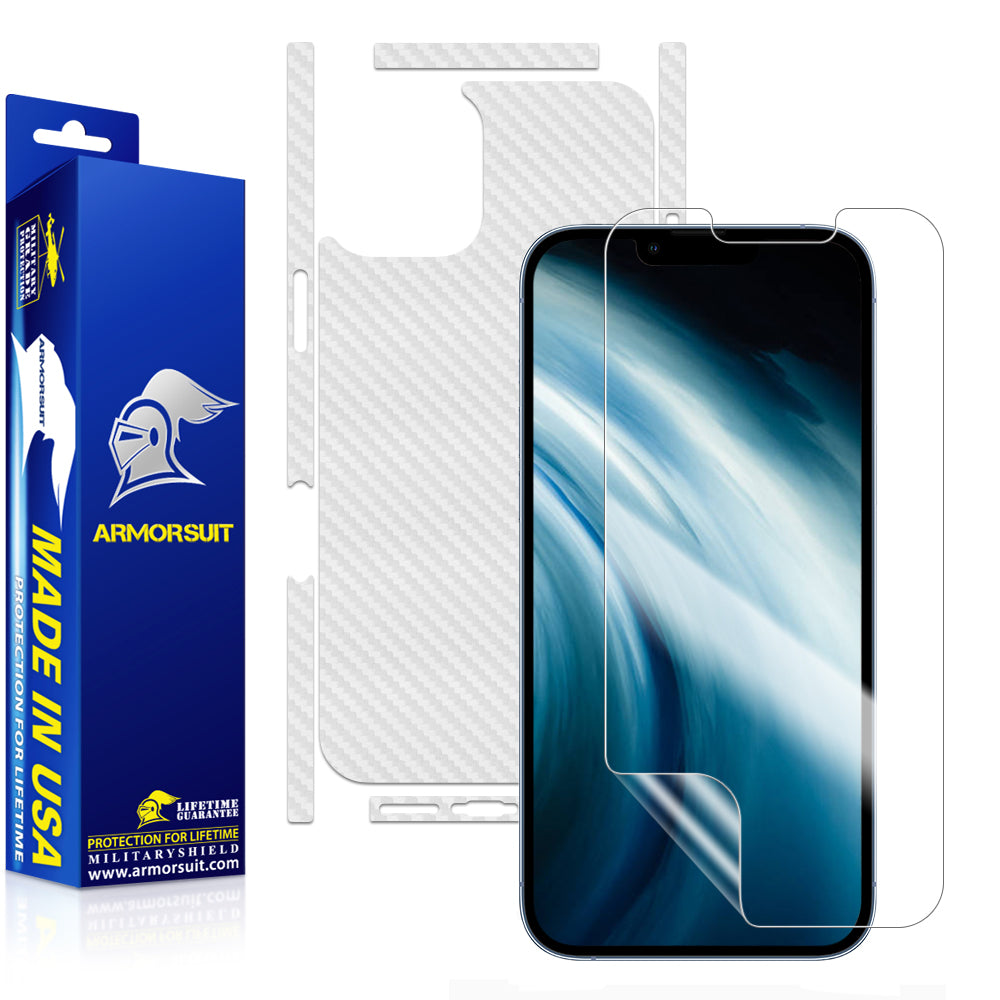Armorsuit MilitaryShield Carbon Fiber Skin Wrap Film + HD Clear Screen Protector Designed for Apple iPhone 13 Pro Max (2021) - Anti-Bubble Film