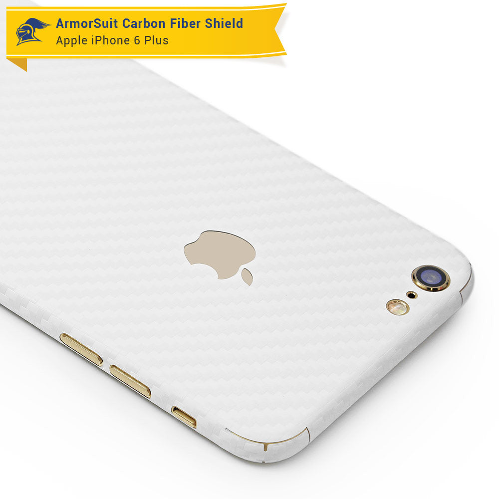 Apple iPhone 6 Plus Screen Protector + White Carbon Fiber Skin