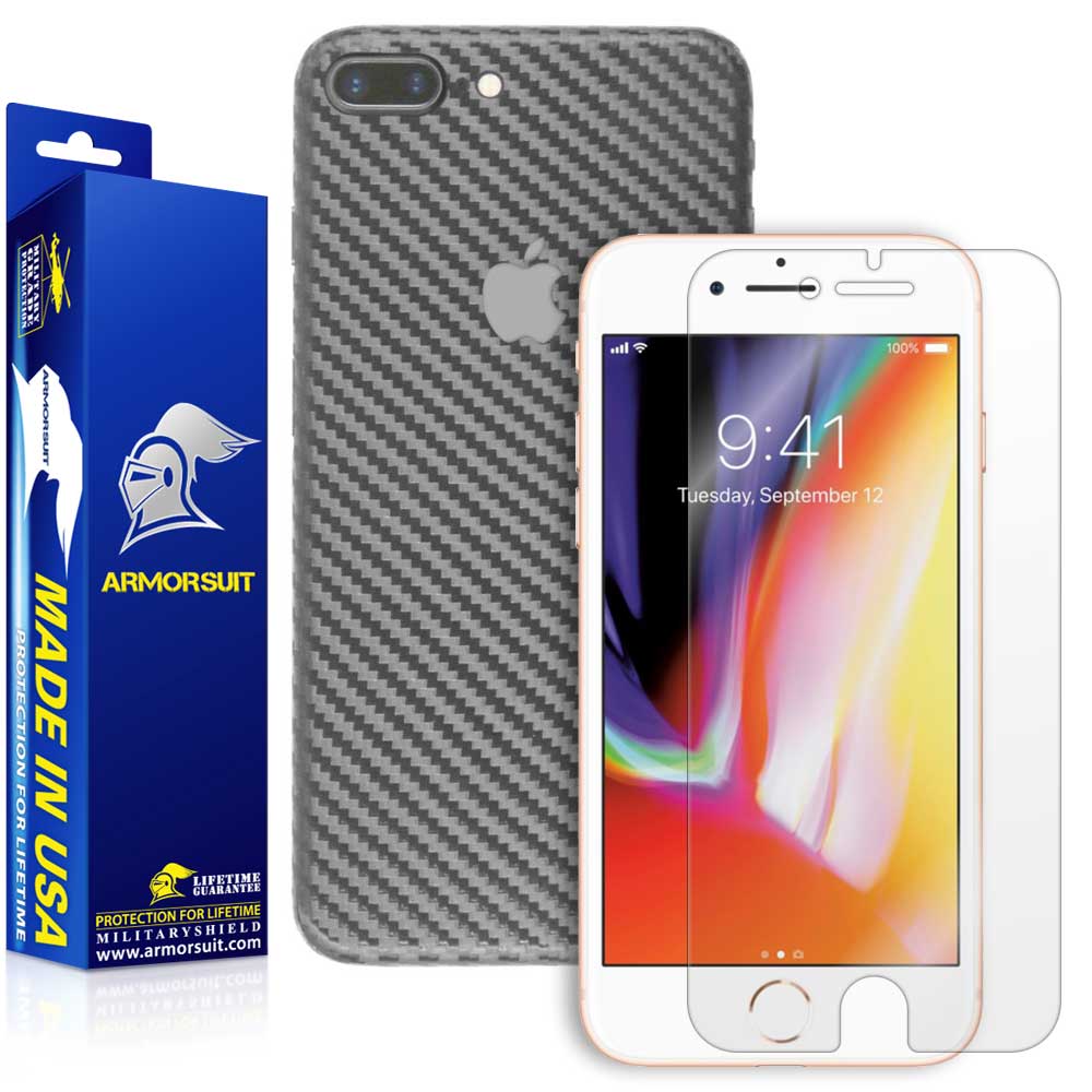 Apple iPhone 8 Plus Screen Protector + Carbon Fiber Skin