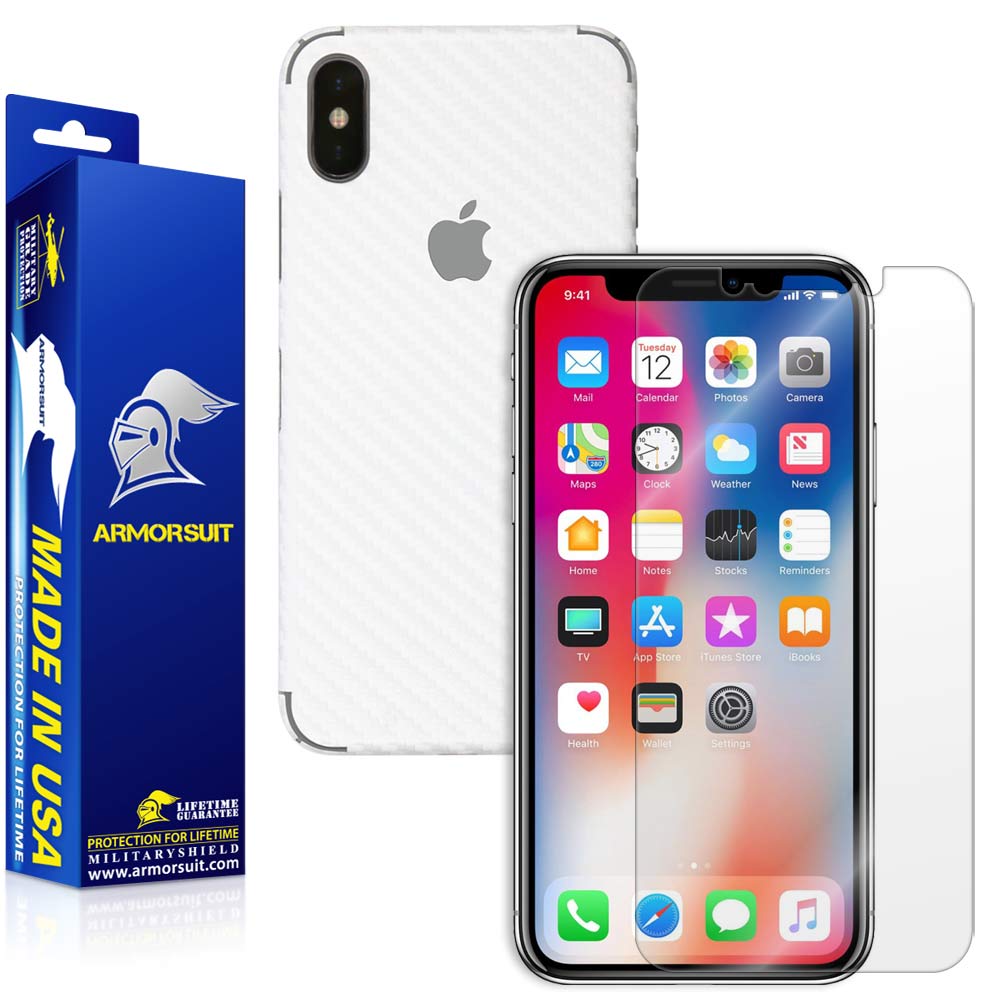 Apple iPhone X Screen Protector + Carbon Fiber Skin