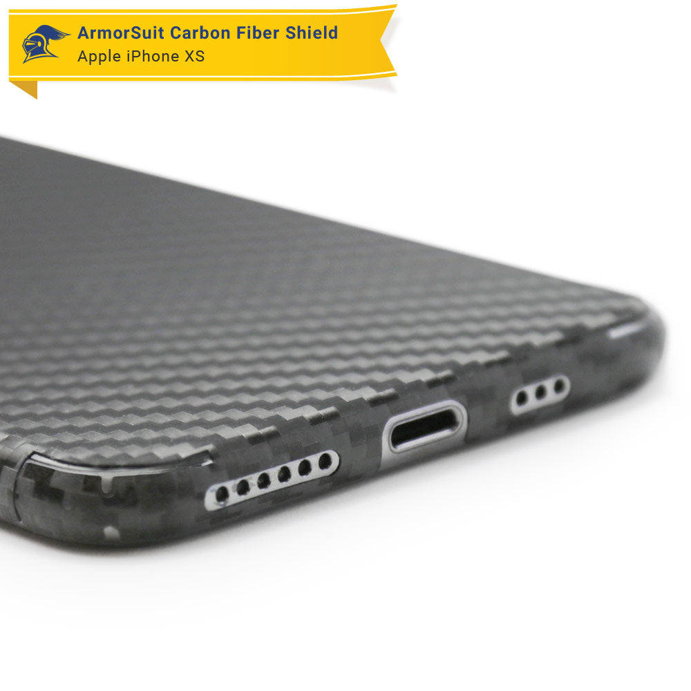Apple iPhone Xs Screen Protector + Black Carbon Fiber