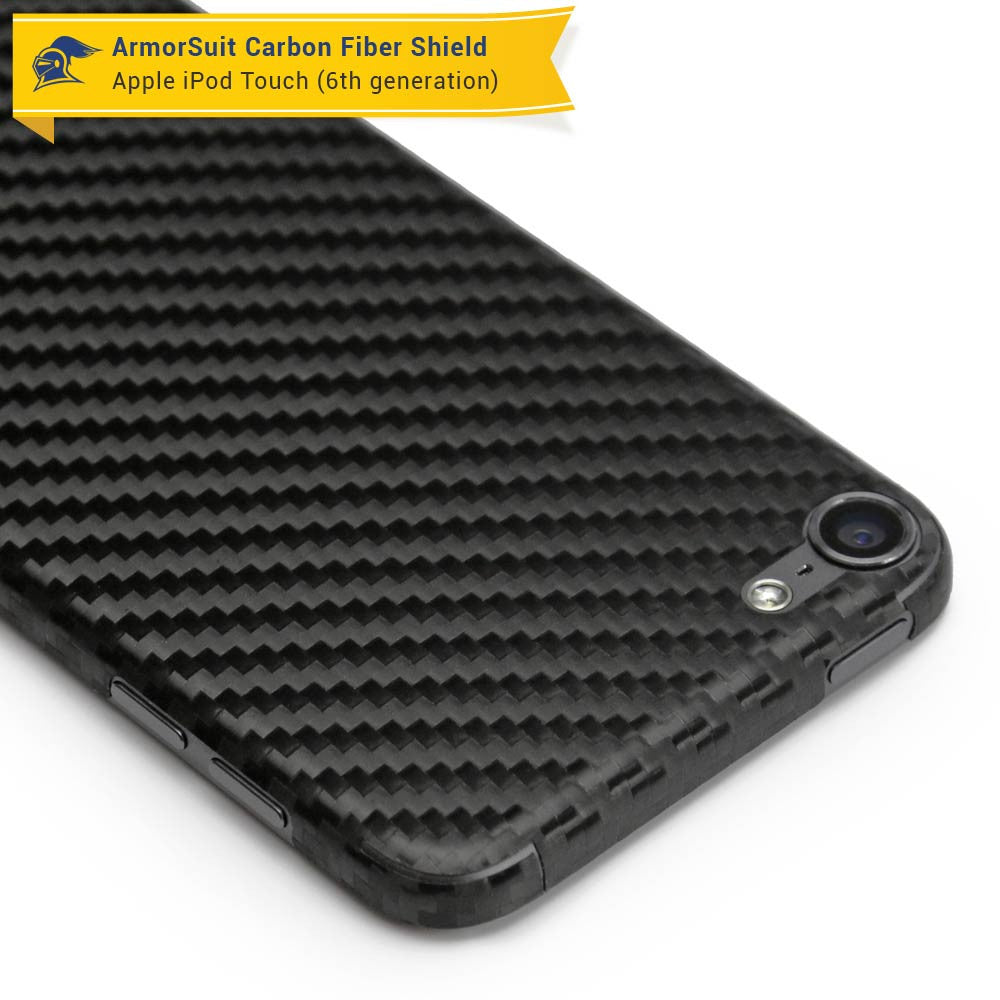 Apple iPod Touch 6G Screen Protector + Black Carbon Fiber Skin