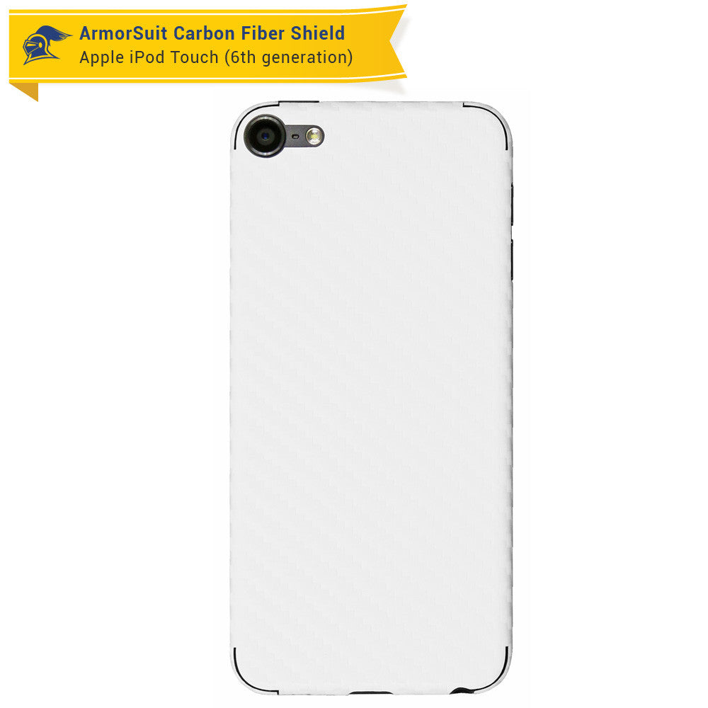 Apple iPod Touch 6G Screen Protector + White Carbon Fiber Skin