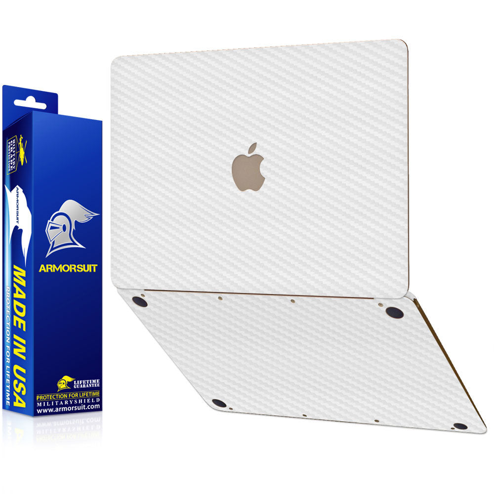 Apple Macbook 12 2015 White Carbon Full Body Skin Protector
