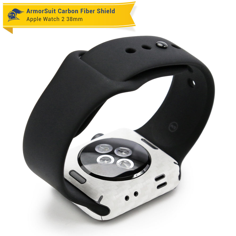 Apple Watch 38mm (Series 2) Screen Protector + White Carbon Fiber Skin