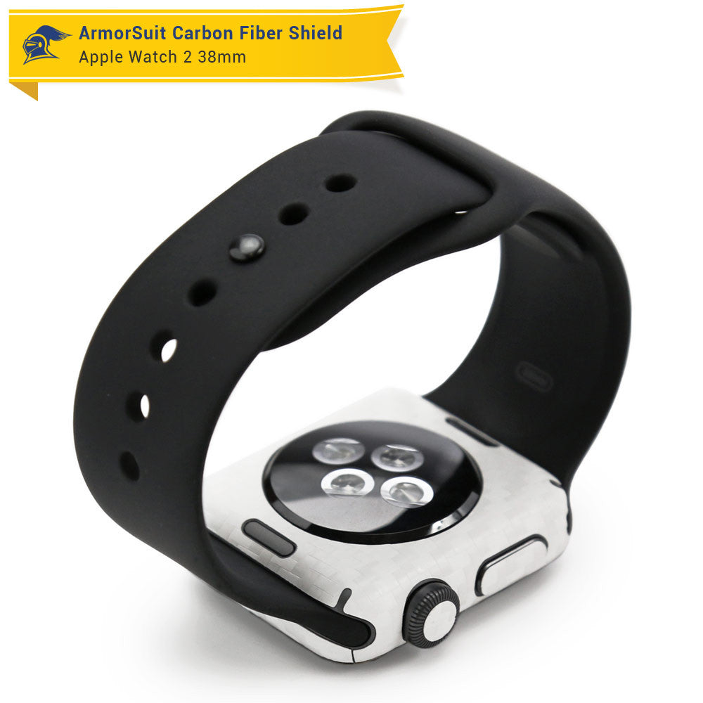 Apple Watch 38mm (Series 2) Screen Protector + White Carbon Fiber Skin