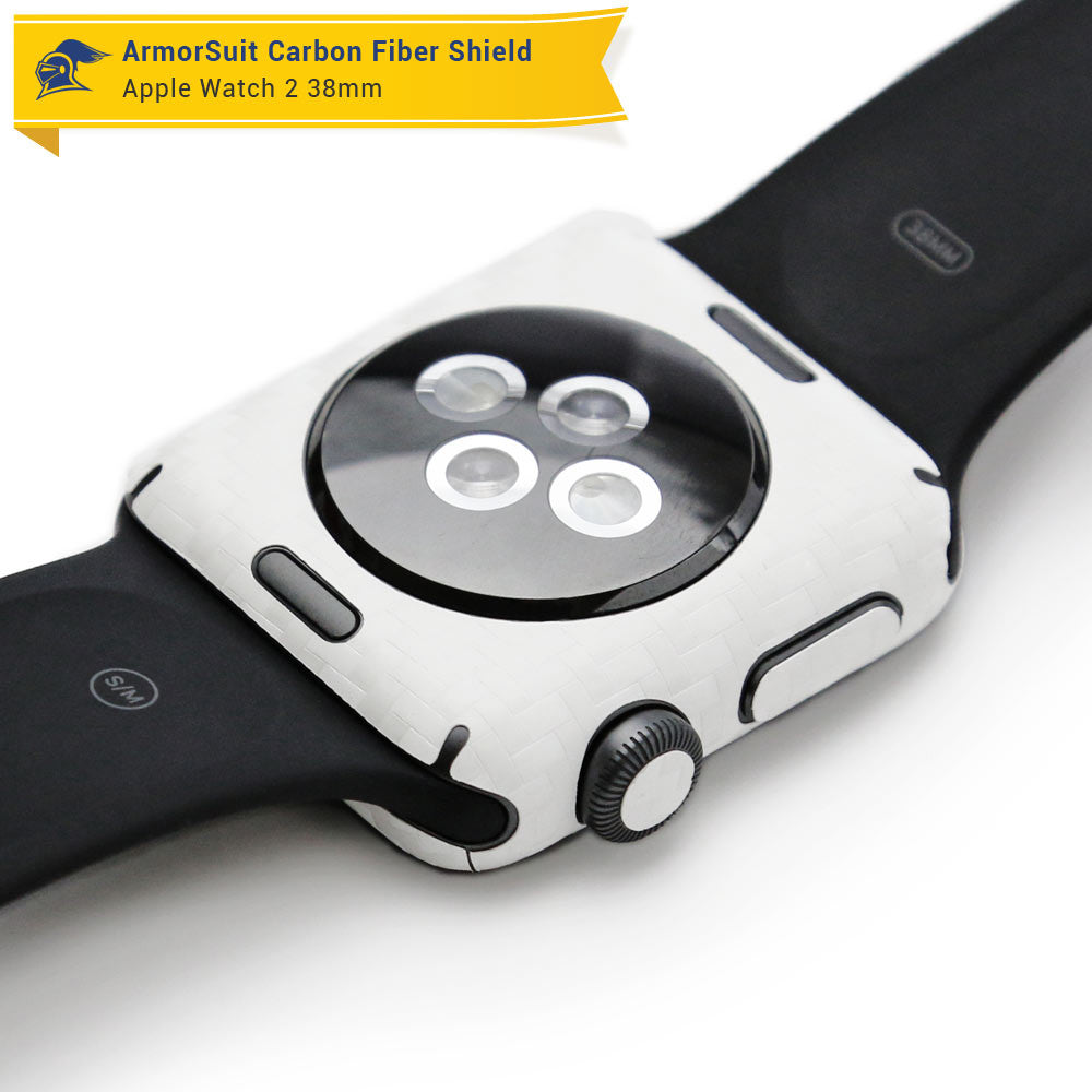 Apple Watch 38mm (Series 2) Screen Protector + White Carbon Fiber Skin
