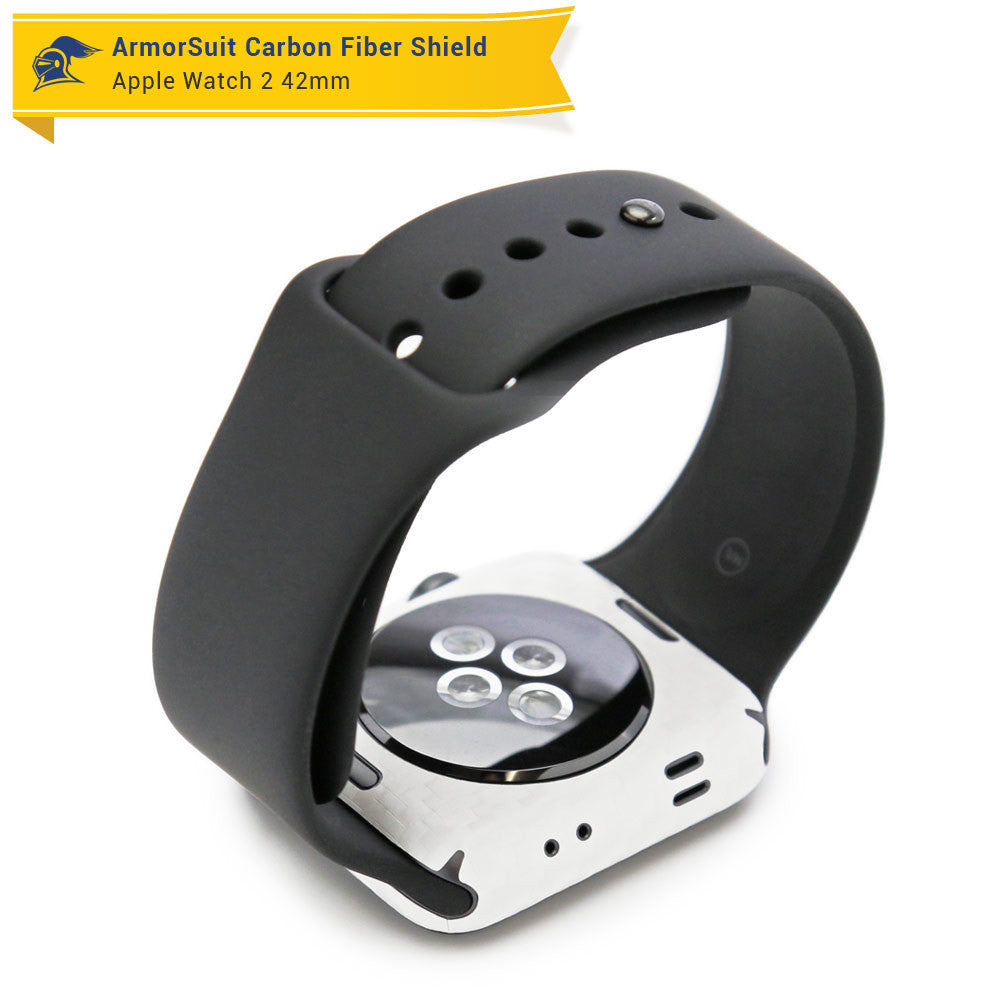 Apple Watch 42mm (Series 2) Screen Protector + White Carbon Fiber Skin