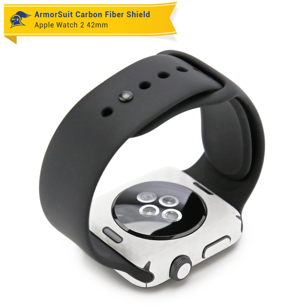 Apple Watch 42mm (Series 2) Screen Protector + White Carbon Fiber Skin