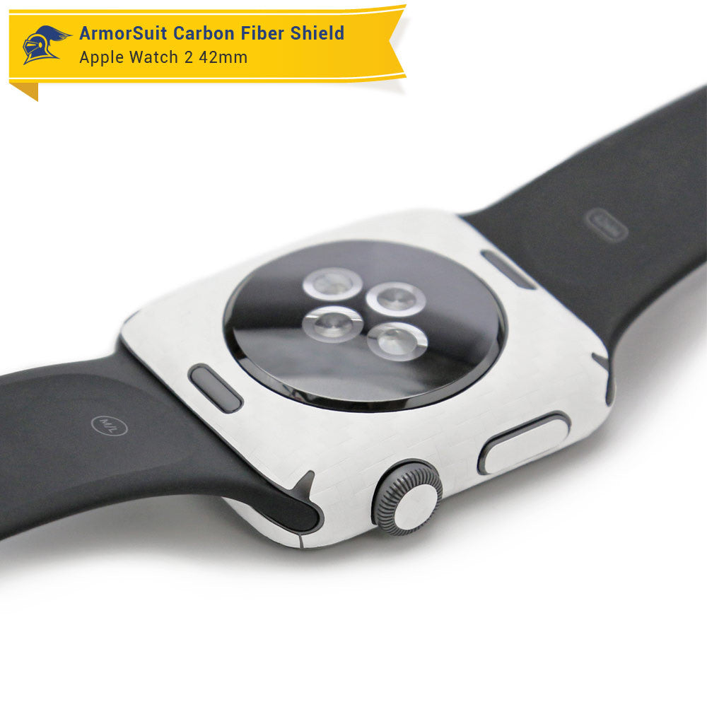 Apple Watch 42mm (Series 2) Screen Protector + White Carbon Fiber Skin