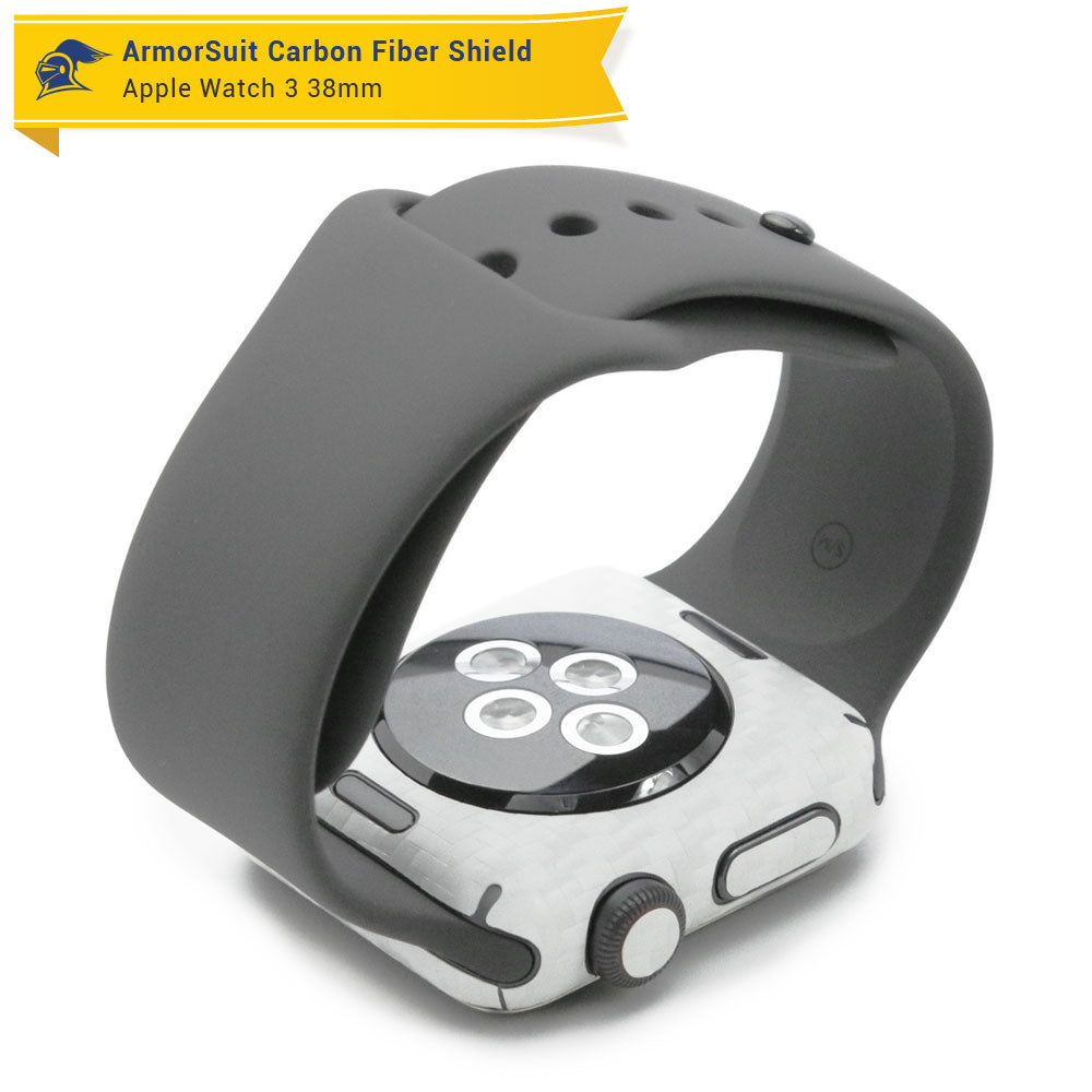 Apple Watch 38mm (Series 3) Screen Protector + White Carbon Fiber Skin Protector