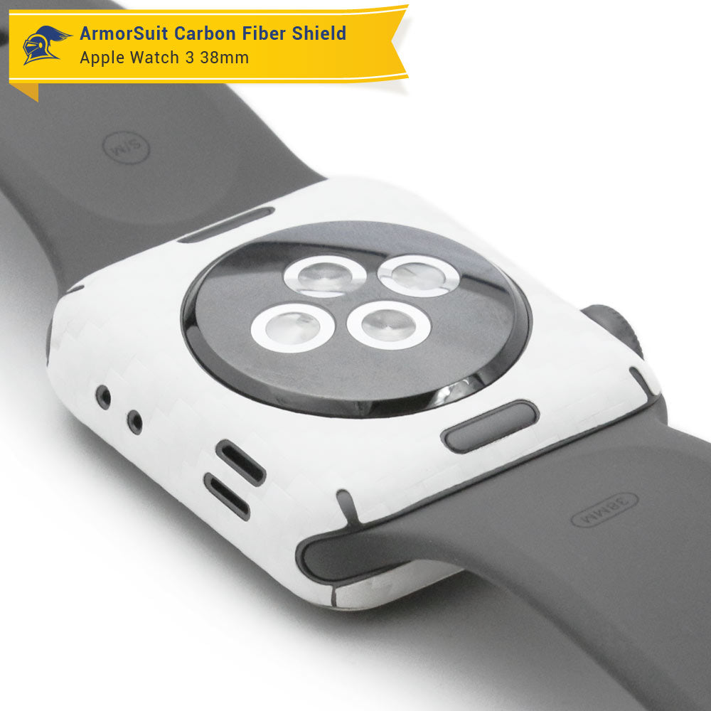 Apple Watch 38mm (Series 3) Screen Protector + White Carbon Fiber Skin Protector