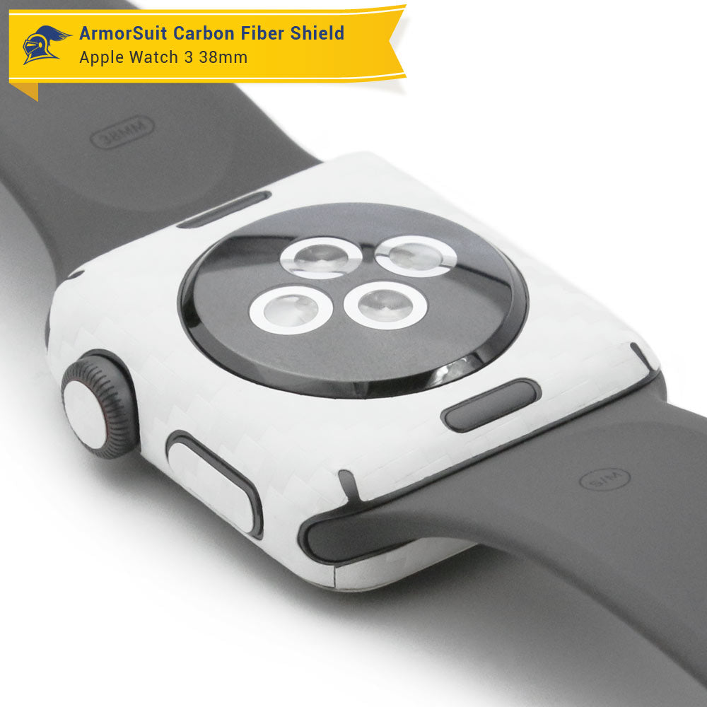 Apple Watch 38mm (Series 3) Screen Protector + White Carbon Fiber Skin Protector