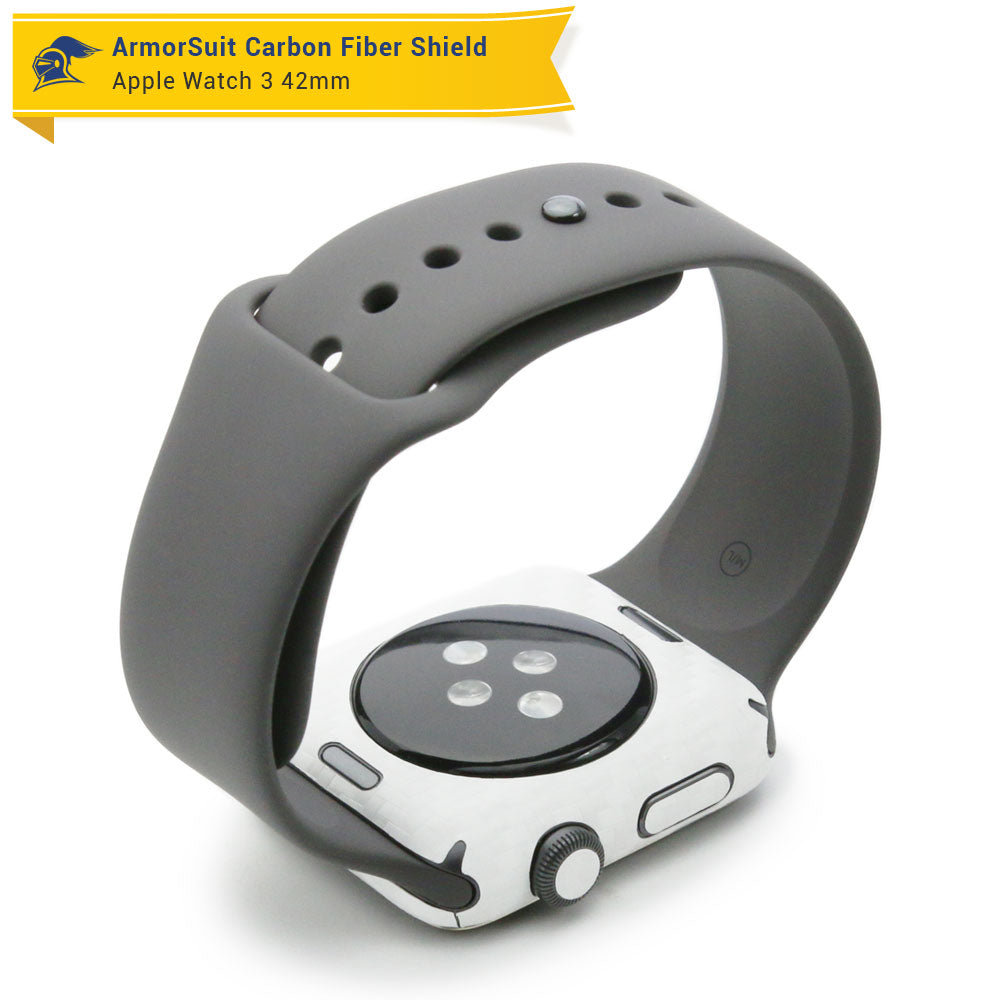 Apple Watch 42mm (Series 3) Screen Protector + White Carbon Fiber Skin Protector