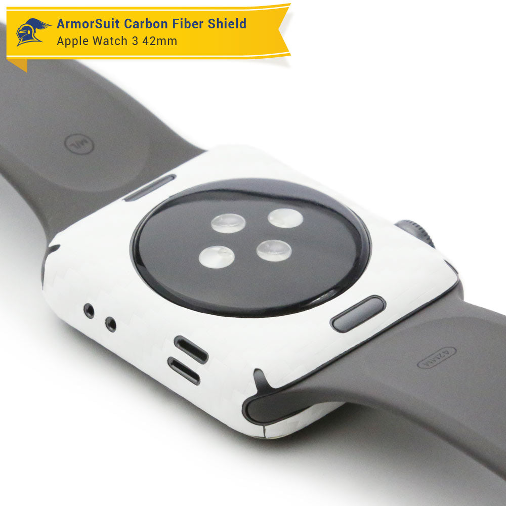 Apple Watch 42mm (Series 3) Screen Protector + White Carbon Fiber Skin Protector