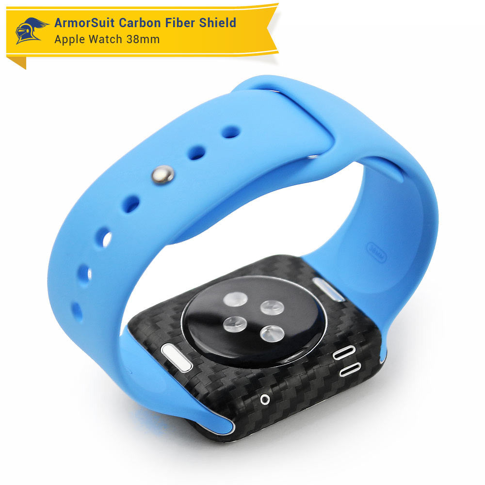 Apple Watch 38mm (Series 1) Screen Protector + Black Carbon Fiber Skin Protector