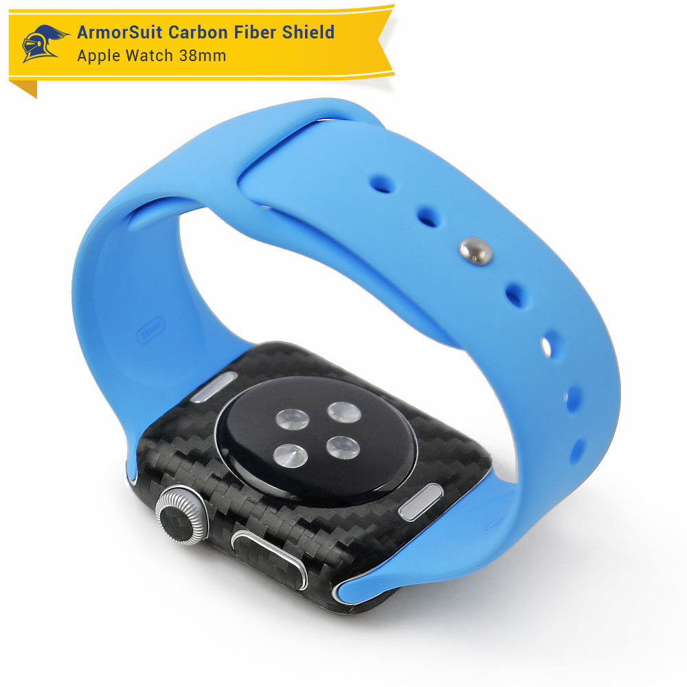 Apple Watch 38mm (Series 1) Screen Protector + Black Carbon Fiber Skin Protector