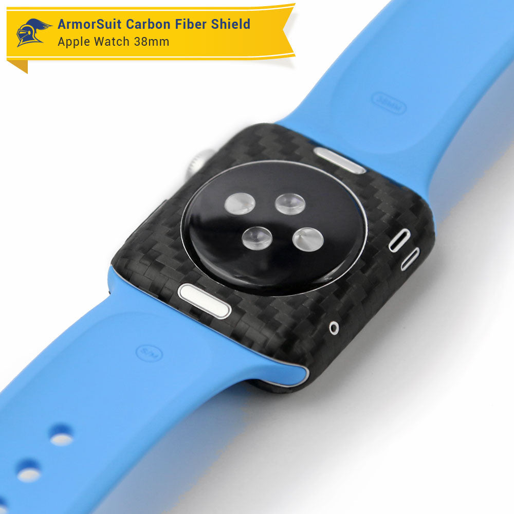 Apple Watch 38mm (Series 1) Screen Protector + Black Carbon Fiber Skin Protector