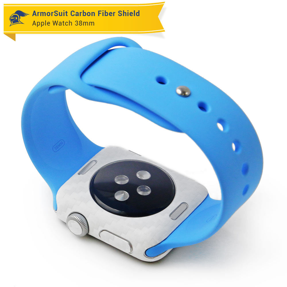 Apple Watch 38mm (Series 1) Screen Protector + White Carbon Fiber Skin Protector