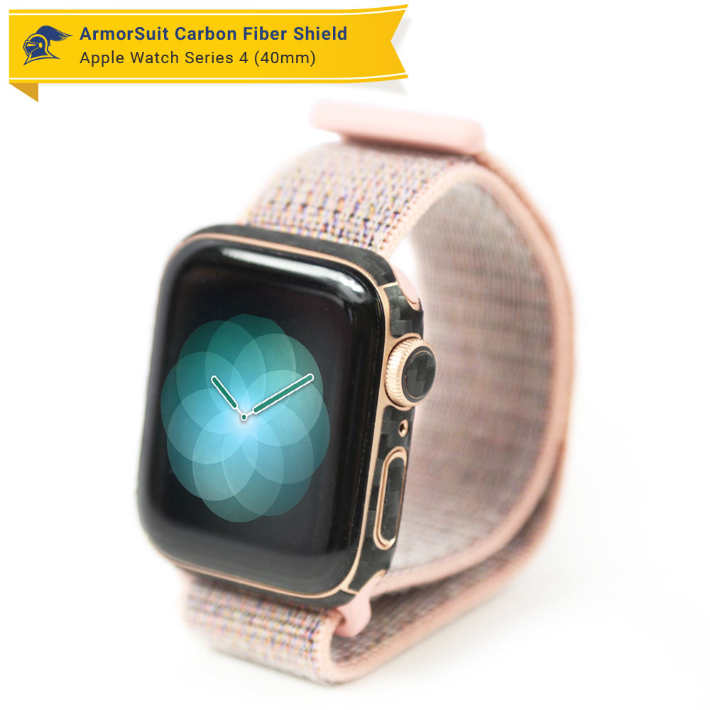 Apple Watch 40mm (Series 4/5/6) Screen Protector + Black Carbon Fiber Skin Protector